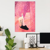Poster Ruby The Big Head Flamant rose - Par Just Dahl (Bureau à domicile)