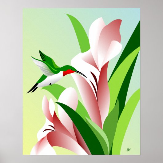 Poster Ruby-throated Hummingbird (Devant)