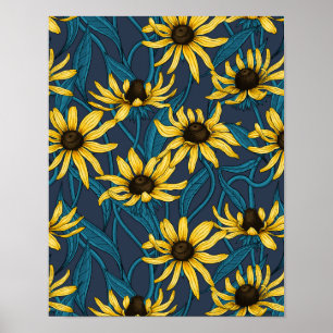 Poster Rudbekia jaune sur la marine