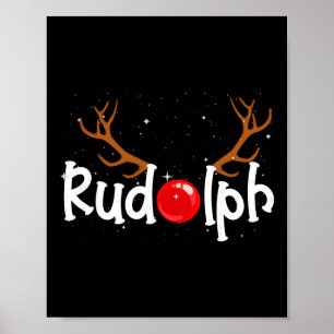 Poster Rudolph le nez rouge rennes Noël amusant
