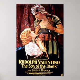 Poster Rudolph Valentino dans "Le Fils du Cheikh"