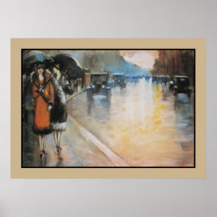 Poster Rue Aquarelle Berlin sous la pluie