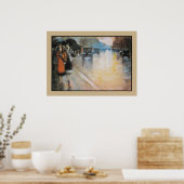Poster Rue Aquarelle Berlin sous la pluie (Cuisine)