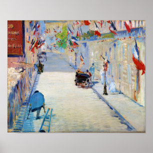 Poster Rue avec drapeaux français, Manet