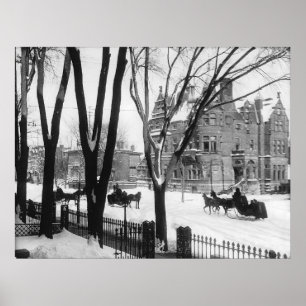 Poster Rue de Sherbrooke en hiver, Montréal Notman -