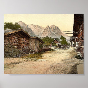 Poster Rue du village, Garmisch, Haute-Bavière, Allemagne