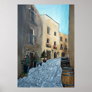 Poster Rue italienne à Noël | Sicile, Médiéval