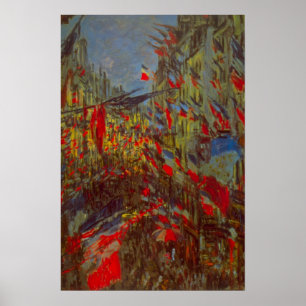 Poster Rue Montorgueil avec drapeaux par Claude Monet