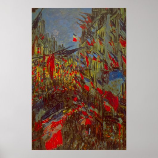 Poster Rue Montorgueil avec drapeaux par Claude Monet (Devant)