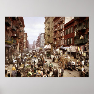 Poster Rue Mulberry vers 1900 États-Unis - New York vinta