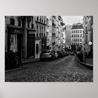 Poster Rue pavée de Montmartre à Paris