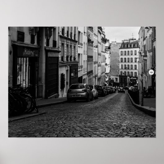Poster Rue pavée de Montmartre à Paris (Devant)