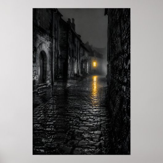 Poster Rue pavée détrempée (Devant)