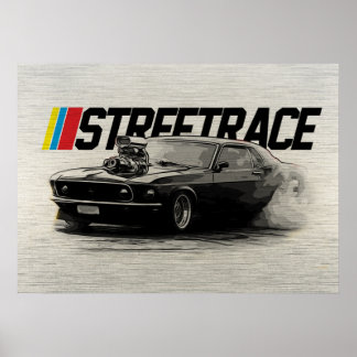 Poster Rue Race Museau voiture surchargeur Turbo Burnout