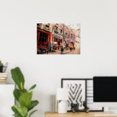 Poster Rue romantique et restaurant à Paris, France (Bureau à domicile)