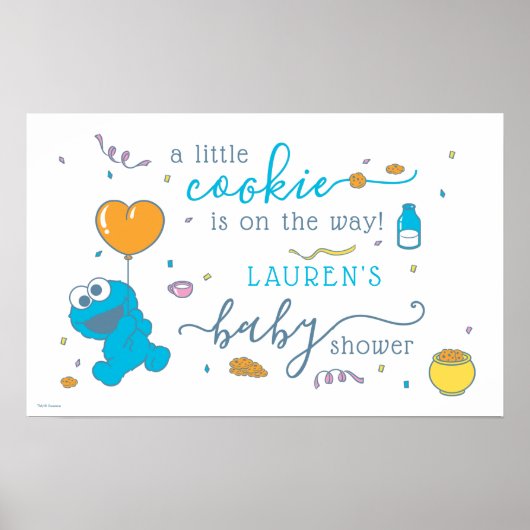 Poster Rue Sésame | Baby Shower Cookie Monster (Devant)