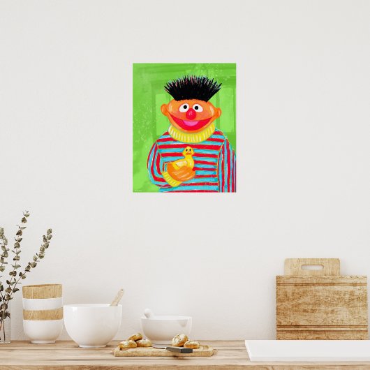 Poster Rue Sésame | Ernie avec Duckie en caoutchouc (Cuisine)