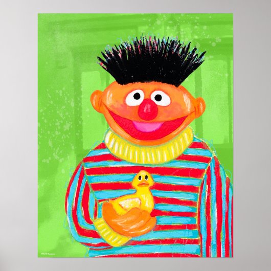 Poster Rue Sésame | Ernie avec Duckie en caoutchouc (Devant)