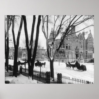 Poster Rue Sherbrooke en hiver, Montréal Notman -