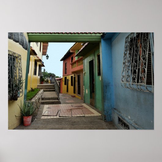 Poster Ruelle colorée de Guayaquil (Devant)