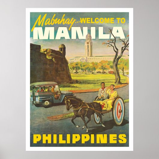 Poster Rues de Manille, Philippines, voyage vintage (Devant)