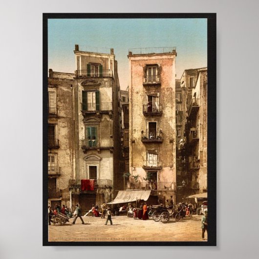 Poster Rues étroites, Naples, Italie classique Photochrom (Devant)