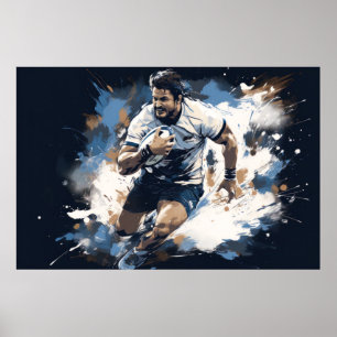 Poster Rugby Action Sport Peinture Art Décor Abstrait