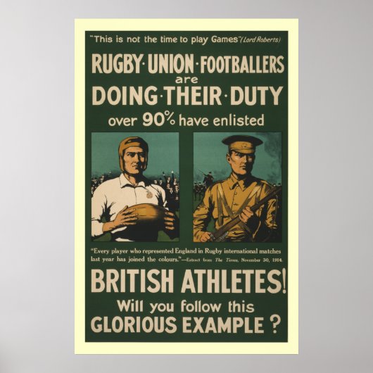 Poster rugby britannique, les footballeurs font leur devo (Devant)