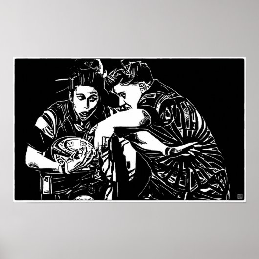 Poster Rugby féminin - Bois Imprimer (Devant)