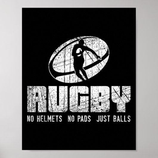 Poster Rugby No Helmet No Pads Just Shirt - Funny Rugby Q (Devant)