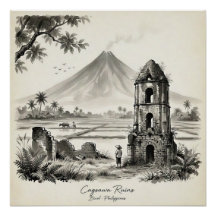 Ruines de Cagsawa & Volcan Mayon Philippines