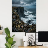 Poster Ruines de la falaise océanique Steampunk (Bureau à domicile)
