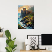 Poster Ruines de la forteresse de pierre au bord de l'océ (Bureau à domicile)