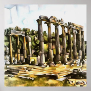 Poster Ruines du Temple romain antique Style géométrique