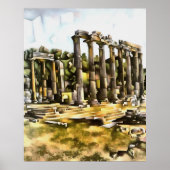 Poster Ruines du Temple romain antique Style géométrique (Devant)