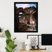 Poster Ruines D'Une Baignoire Romaine Avec Filles (Bureau à domicile)