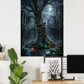 Poster Ruines gothiques d'un arbre ancien (Bureau à domicile)