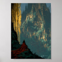 Ruines mystiques de la forêt et voyageur errant