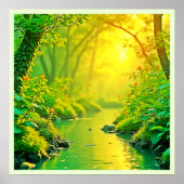 Poster Ruisseau de forêt dorée Art paisible (Devant)