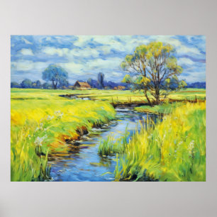 Poster Ruisseau d'été dans le paysage Havelland