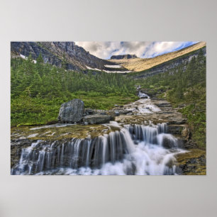 Poster ruisseau en cascade, parc national des Glaciers,