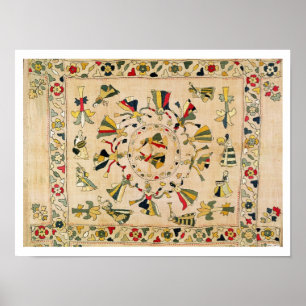 Poster Rumal : couverture carrée de broderie montrant le