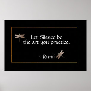 Poster Rumi Silence Quote & Dragonfly