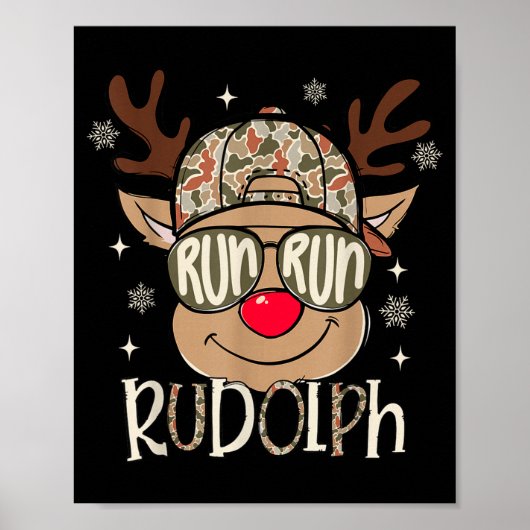 Poster Run Rudolph Santa's Reindeer Christmas Camo Boys T (Devant)