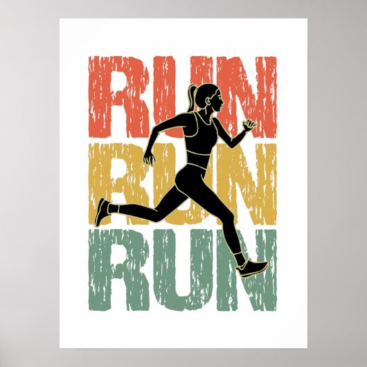 Poster Run Run Run Run - Vintage Runner Girl (Devant)