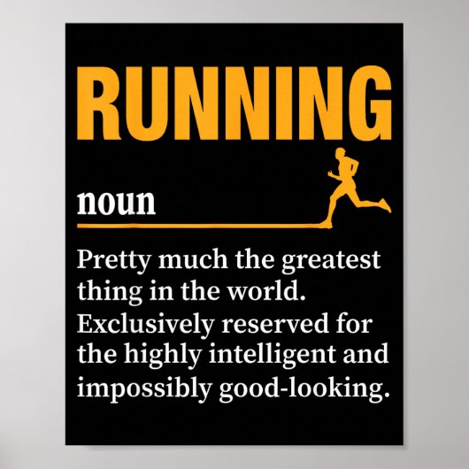 Poster Running Definition Humor Marathon Funny Athlete Ru (Devant)