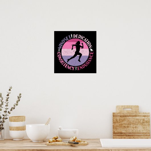 Poster Running Mindset - Citation d'endurance de la fille (Cuisine)