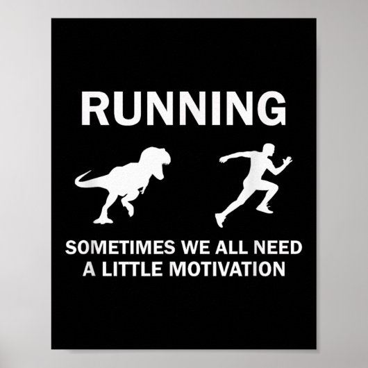 Poster Running Motivation Raptor Chase Funny Dinosaur  (Devant)