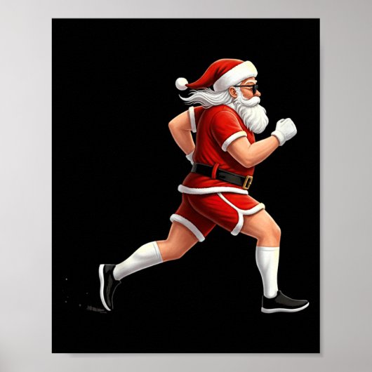 Poster Running Santa Christmas Graphic Runner Run Maratho (Devant)