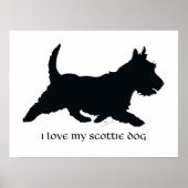 Poster Running Scottish Terrier Silhouette (Devant)